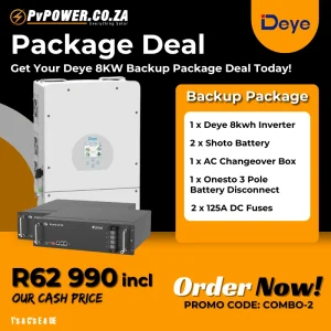 Deye 8kw Backup Kit. 2 x 5.12kWh Shoto Lithium Ion Batteries